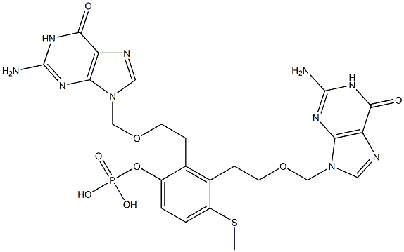 Phosphoric acid bis[2-[(2-amino-1,6-dihydro-6-oxo-9H-purin)-9-ylmethoxy]ethyl]4-methylthiophenyl ester 结构式