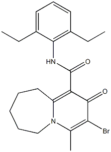 3-Bromo-2,6,7,8,9,10-hexahydro-4-methyl-2-oxo-N-(2,6-diethylphenyl)pyrido[1,2-a]azepine-1-carboxamide 结构式