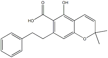 2,2-Dimethyl-5-hydroxy-7-(2-phenylethyl)-2H-1-benzopyran-6-carboxylic acid 结构式