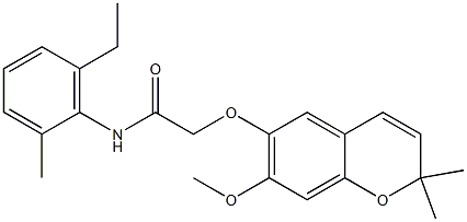 2-[[2,2-Dimethyl-7-methoxy-2H-1-benzopyran-6-yl]oxy]-2'-methyl-6'-ethylacetanilide 结构式