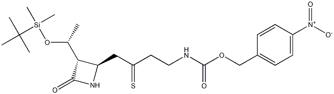 (3S,4R)-3-[(R)-1-(tert-Butyldimethylsiloxy)ethyl]-4-[[2-(p-nitrobenzyloxycarbonylamino)ethylthiocarbonyl]methyl]azetidin-2-one 结构式