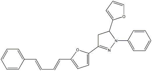 2-[[4,5-Dihydro-1-phenyl-5-(2-furanyl)-1H-pyrazol]-3-yl]-5-(4-phenyl-1,3-butadienyl)furan 结构式