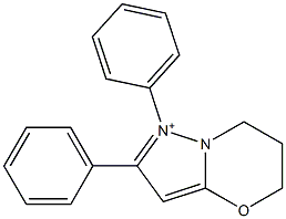 [6,7-Dihydro-1,2-diphenyl-5H-pyrazolo[5,1-b][1,3]oxazin]-1-ium 结构式