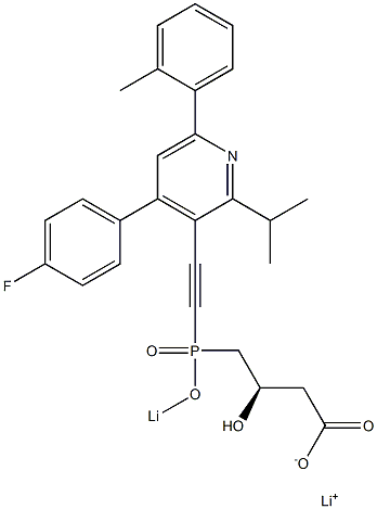 (3R)-4-[[[4-(4-Fluorophenyl)-2-isopropyl-6-(2-methylphenyl)-3-pyridinyl]ethynyl]lithiooxyphosphinyl]-3-hydroxybutyric acid lithium salt 结构式