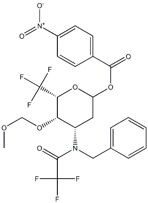 (4-Nitrobenzoyl)4-O-(methoxymethyl)-3-[(trifluoroacetyl)benzylamino]-6,6,6-trifluoro-2,3,6-trideoxy-L-galactopyranoside 结构式