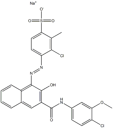 3-Chloro-2-methyl-4-[[3-[[(4-chloro-3-methoxyphenyl)amino]carbonyl]-2-hydroxy-1-naphtyl]azo]benzenesulfonic acid sodium salt 结构式