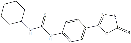 1-Cyclohexanyl-3-[4-[(5-thioxo-4,5-dihydro-1,3,4-oxadiazol)-2-yl]phenyl]thiourea 结构式