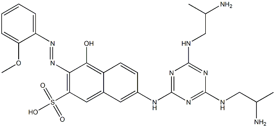 7-[[4,6-Bis[(2-aminopropyl)amino]-1,3,5-triazin-2-yl]amino]-4-hydroxy-3-[(2-methoxyphenyl)azo]-2-naphthalenesulfonic acid 结构式