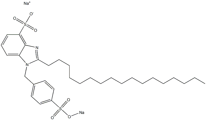 1-[4-(Sodiooxysulfonyl)benzyl]-2-heptadecyl-1H-benzimidazole-4-sulfonic acid sodium salt 结构式