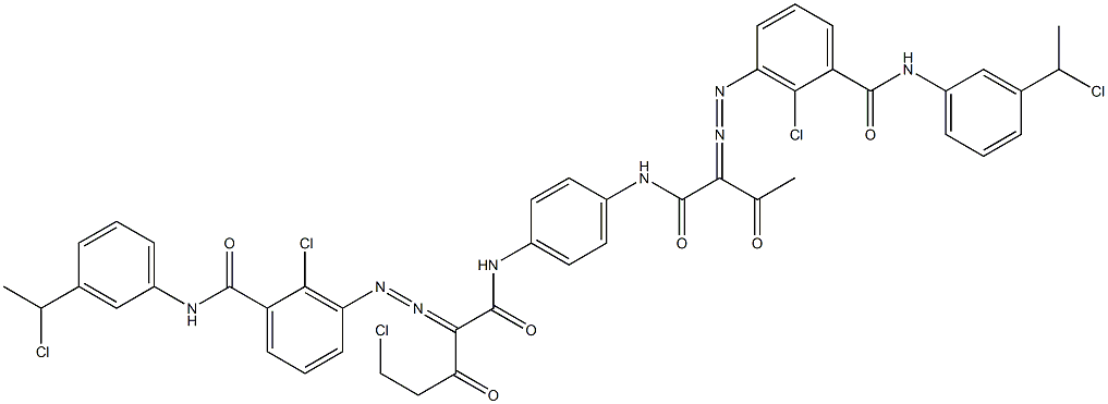 3,3'-[2-(Chloromethyl)-1,4-phenylenebis[iminocarbonyl(acetylmethylene)azo]]bis[N-[3-(1-chloroethyl)phenyl]-2-chlorobenzamide] 结构式