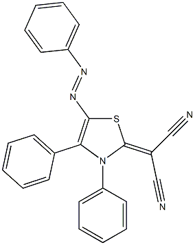 2-[[3,4-Diphenyl-2,3-dihydro-5-(phenylazo)thiazol]-2-ylidene]malononitrile 结构式