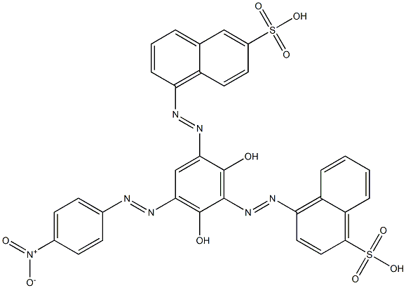 4-[[2,6-Dihydroxy-3-[(4-nitrophenyl)azo]-5-[(6-sulfo-1-naphthalenyl)azo]phenyl]azo]-1-naphthalenesulfonic acid 结构式