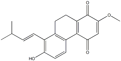 9,10-Dihydro-7-hydroxy-2-methoxy-8-(3-methyl-1-butenyl)phenanthrene-1,4-dione 结构式