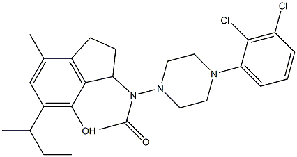 2,3-Dihydro-3-[[4-(2,3-dichlorophenyl)-1-piperazinyl]acetylamino]-5-sec-butyl-7-methyl-1H-inden-4-ol 结构式