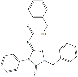 2-Benzyl-4-phenyl-5-[(benzylcarbamoyl)imino]-1,2,4-thiadiazolidin-3-one 结构式