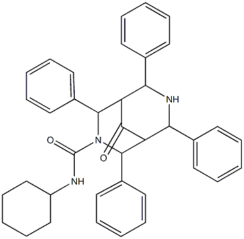 N-Cyclohexyl-9-oxo-2,4,6,8-tetraphenyl-3,7-diazabicyclo[3.3.1]nonane-3-carboxamide 结构式