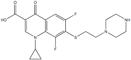 7-[2-(Piperazin-1-yl)ethyl]thio-1-cyclopropyl-6,8-difluoro-1,4-dihydro-4-oxoquinoline-3-carboxylic acid 结构式