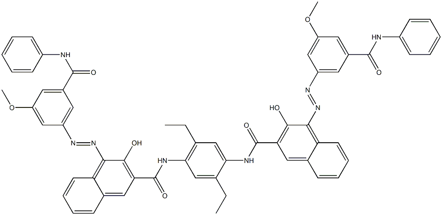 N,N'-(2,5-Diethyl-1,4-phenylene)bis[4-[[3-methoxy-5-(phenylcarbamoyl)phenyl]azo]-3-hydroxy-2-naphthalenecarboxamide] 结构式