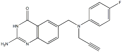 2-Amino-6-[N-(4-fluorophenyl)-N-(2-propynyl)aminomethyl]quinazolin-4(3H)-one 结构式