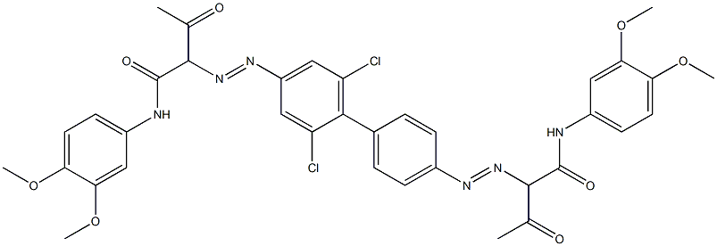 4,4'-Bis[[1-(3,4-dimethoxyphenylamino)-1,3-dioxobutan-2-yl]azo]-2,6-dichloro-1,1'-biphenyl 结构式