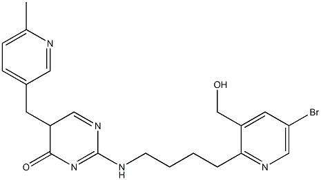 2-[[4-(3-(Hydroxymethyl)-5-bromo-2-pyridinyl)butyl]amino]-5-[(6-methyl-3-pyridinyl)methyl]pyrimidin-4(5H)-one 结构式