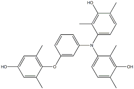 N,N-Bis(3-hydroxy-2,4-dimethylphenyl)-3-(4-hydroxy-2,6-dimethylphenoxy)benzenamine 结构式