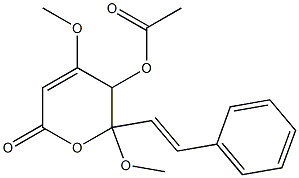 5-Acetoxy-5,6-dihydro-4,6-dimethoxy-6-(2-phenylethenyl)-2H-pyran-2-one 结构式