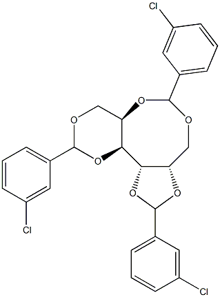 1-O,3-O:2-O,6-O:4-O,5-O-Tris(3-chlorobenzylidene)-L-glucitol 结构式