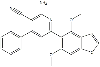 4,6-Dimethoxy-5-(4-phenyl-5-cyano-6-amino-2-pyridinyl)benzofuran 结构式