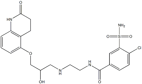 4-Chloro-3-sulfamoyl-N-[2-[[2-hydroxy-3-[[(2-oxo-1,2,3,4-tetrahydroquinolin)-5-yl]oxy]propyl]amino]ethyl]benzamide 结构式