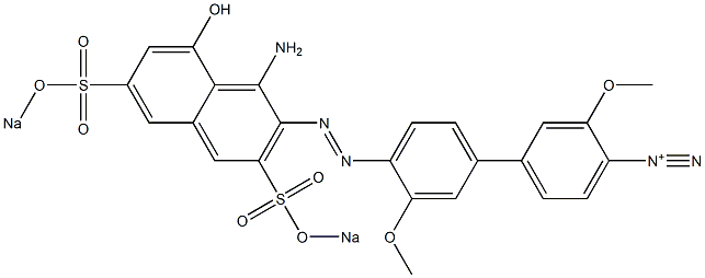 3,3'-Dimethoxy-4'-[1-amino-8-hydroxy-3,6-bis(sodiooxysulfonyl)-2-naphtylazo]biphenyl-4-diazonium 结构式