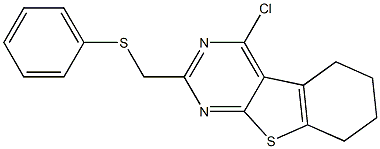 4-Chloro-5,6,7,8-tetrahydro-2-phenylthiomethyl[1]benzothieno[2,3-d]pyrimidine 结构式