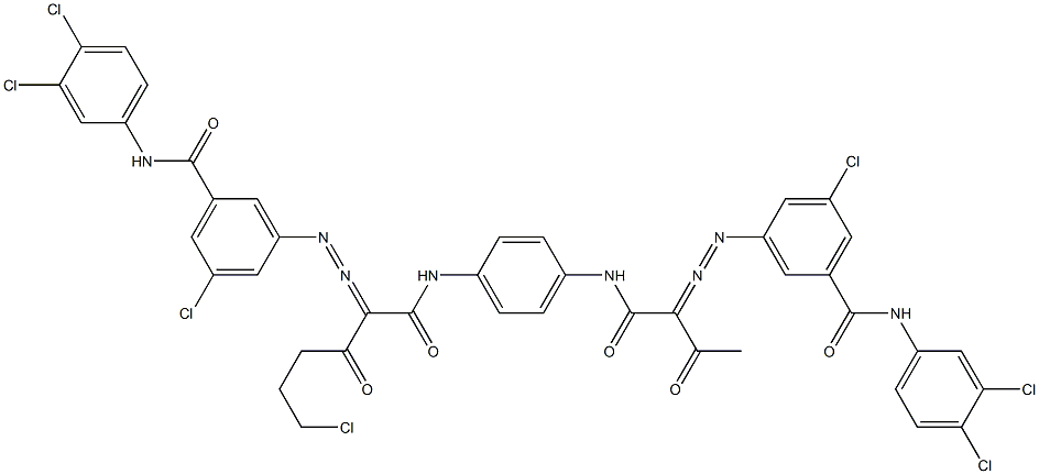 3,3'-[2-(2-Chloroethyl)-1,4-phenylenebis[iminocarbonyl(acetylmethylene)azo]]bis[N-(3,4-dichlorophenyl)-5-chlorobenzamide] 结构式