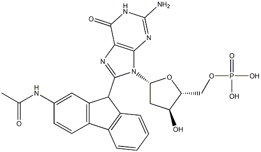 8-(2-Acetylamino-9H-fluoren-9-yl)-2'-deoxyguanosine 5'-phosphoric acid 结构式