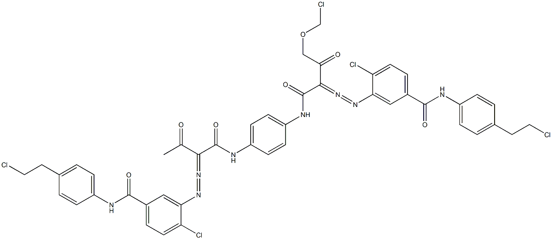 3,3'-[2-(Chloromethoxy)-1,4-phenylenebis[iminocarbonyl(acetylmethylene)azo]]bis[N-[4-(2-chloroethyl)phenyl]-4-chlorobenzamide] 结构式