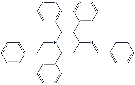 N-Benzylidene-2,3,6-triphenyl-1-(2-phenylethyl)piperidin-4-amine 结构式