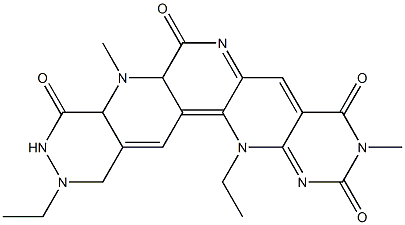 7a,8,10,11,12,14-Hexahydro-3,8-dimethyl-11,14-diethyl-1,3,6,8,10,11,14-heptaazapentaphene-2,4,7,9(3H,8aH)-tetrone 结构式