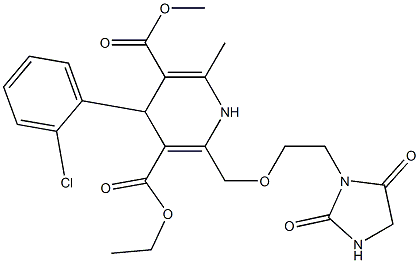 4-(2-Chlorophenyl)-1,4-dihydro-2-[2-(2,4-dioxo-3-imidazolidinyl)ethoxymethyl]-6-methylpyridine-3,5-dicarboxylic acid 3-ethyl 5-methyl ester 结构式