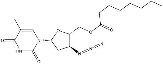 3'-Azido-5'-O-octanoyl-3'-deoxythymidine 结构式