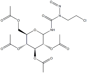 1-(2-Chloroethyl)-1-nitroso-3-(2-O,3-O,4-O,6-O-tetraacetyl-D-glucopyranosyl)urea 结构式