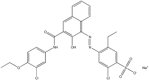 2-Chloro-5-ethyl-4-[[3-[[(3-chloro-4-ethoxyphenyl)amino]carbonyl]-2-hydroxy-1-naphtyl]azo]benzenesulfonic acid sodium salt 结构式