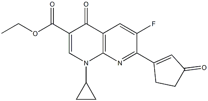 1,4-Dihydro-6-fluoro-7-(3-oxo-1-cyclopenten-1-yl)-4-oxo-1-cyclopropyl-1,8-naphthyridine-3-carboxylic acid ethyl ester 结构式