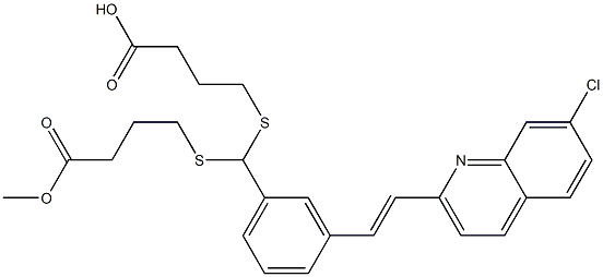 4,4'-[3-[(E)-2-(7-Chloro-2-quinolinyl)ethenyl]benzylidenebis(thio)]bis(butyric acid methyl) ester 结构式