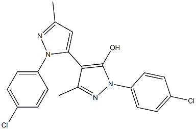 1,1'-Bis(4-chlorophenyl)-3,3'-dimethyl-5-hydroxy-4,5'-bi[1H-pyrazole] 结构式