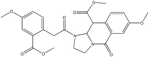 7-Methoxy-1-[2-[2-(methoxycarbonyl)-4-methoxyphenyl]acetyl]-5-oxo-1,2,3,5,10,10a-hexahydroimidazo[1,2-b]isoquinoline-10-carboxylic acid methyl ester 结构式