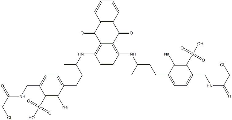 1,4-Bis[3-[4-[(chloroacetyl)aminomethyl]-2-sodiosulfophenyl]-1-methylpropylamino]anthraquinone 结构式