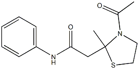 2-Methyl-2-(2-oxo-2-anilinoethyl)-3-acetyl-2-thiazoline 结构式