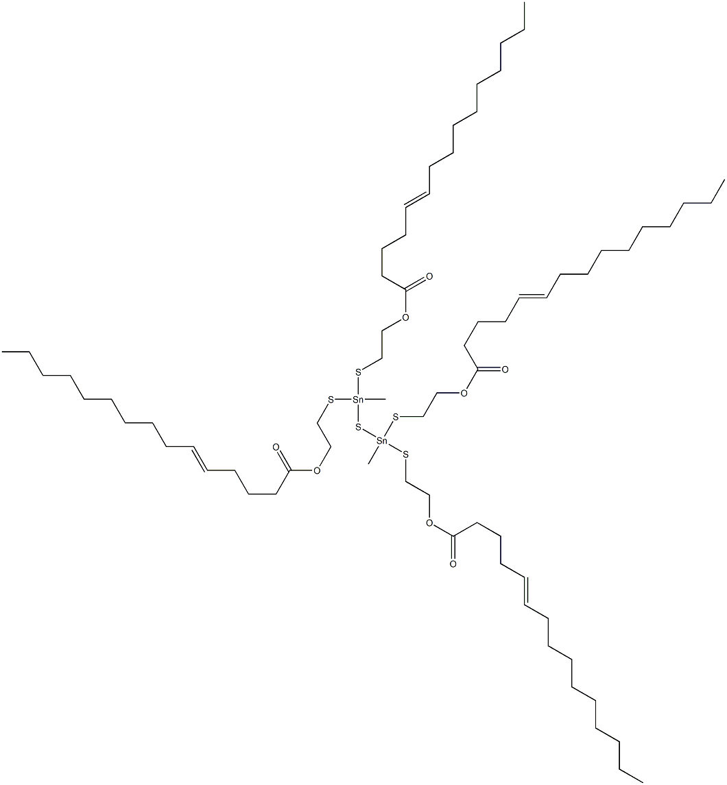 Bis[methylbis[[2-(4-tetradecenylcarbonyloxy)ethyl]thio]stannyl] sulfide 结构式