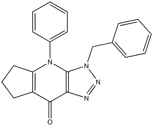 3-Benzyl-4-phenyl-3,5,6,7-tetrahydrocyclopenta[b]-1,2,3-triazolo[4,5-e]pyridin-8(4H)-one 结构式