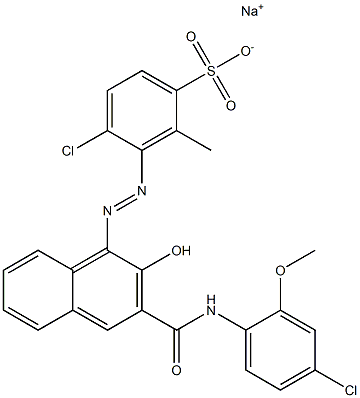 4-Chloro-2-methyl-3-[[3-[[(4-chloro-2-methoxyphenyl)amino]carbonyl]-2-hydroxy-1-naphtyl]azo]benzenesulfonic acid sodium salt 结构式